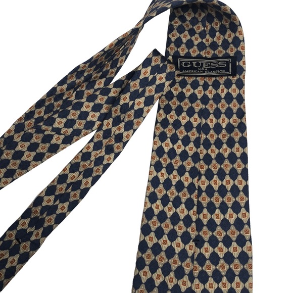 Vintage 80s Guess Multicolored Print Silk Tie - Picture 9 of 15